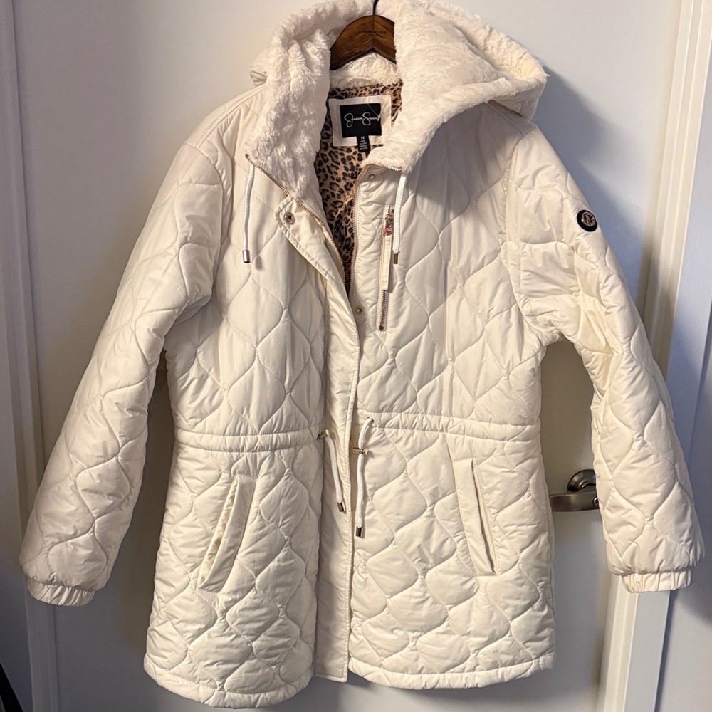 Jessica Simpson Quilted Puffer Jacket - Cream size 1X